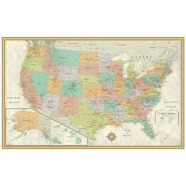 24x36 United States, USA US Decorator Wall Map Poster Mural Laminated ...