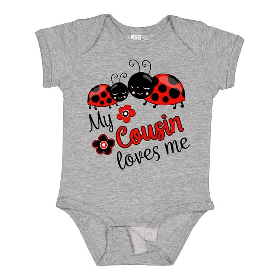 Inktastic My Cousin Loves Me with Cute Ladybugs Boys or Girls Baby Bodysuit