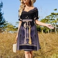 thumbnail image 4 of Vestido de manga corta con patrón de bordado kalocsai étnico húngaro, elegante y chic, para bodas y noches., 4 of 7