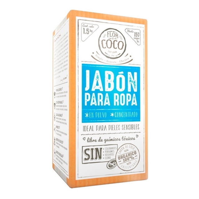 Jabón de Ropa Polvo 1.5 Kg Flor de Coco Concentrado Orgánico