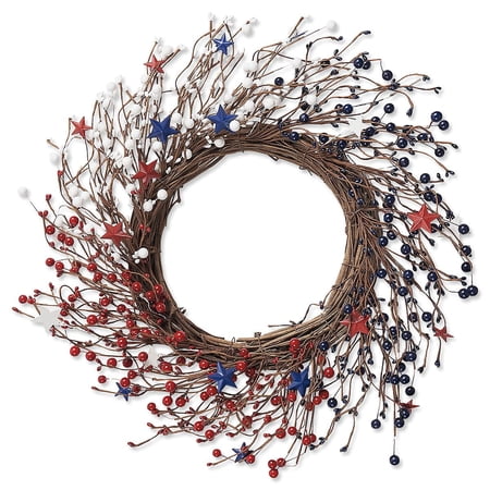 Current Patriotic 4th of July Summer Wreath – Seasonal Front Door Decorations Indoor & Outdoor Porch Home & Wedding Decor Large 16 Inch Decorative Wreaths