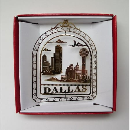 - Dallas Texas Christmas Ornament Reunion Tower City Skyline Brass Souvenir Gift