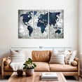 thumbnail image 2 of Elephant Stock Deep Blue World Map Wall Art - Horizontal Multi Panel Canvas - Living Room Wall Decor - Map Multi Panel - Gray And Blue Decor - 57" x 36", 2 of 8