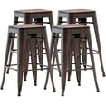thumbnail image 5 of Andeworld 26" Metal Counter Height Bar Stools Set of 4 Backless Stackable Industrial Kitchen Stool Bar Chairs with Wooden Seat-Rusty, 5 of 8