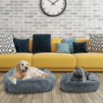 thumbnail image 3 of Cama cuadrada de lujo para perros pequeños, medianos y grandes, esterilla de felpa larga, suministros para mascotas, cama calmante lavable, 3 of 4