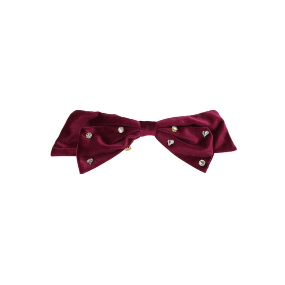 Unique Bargains 1 Pc Elegant Rhinestone Bow Hair Clips Wine Red