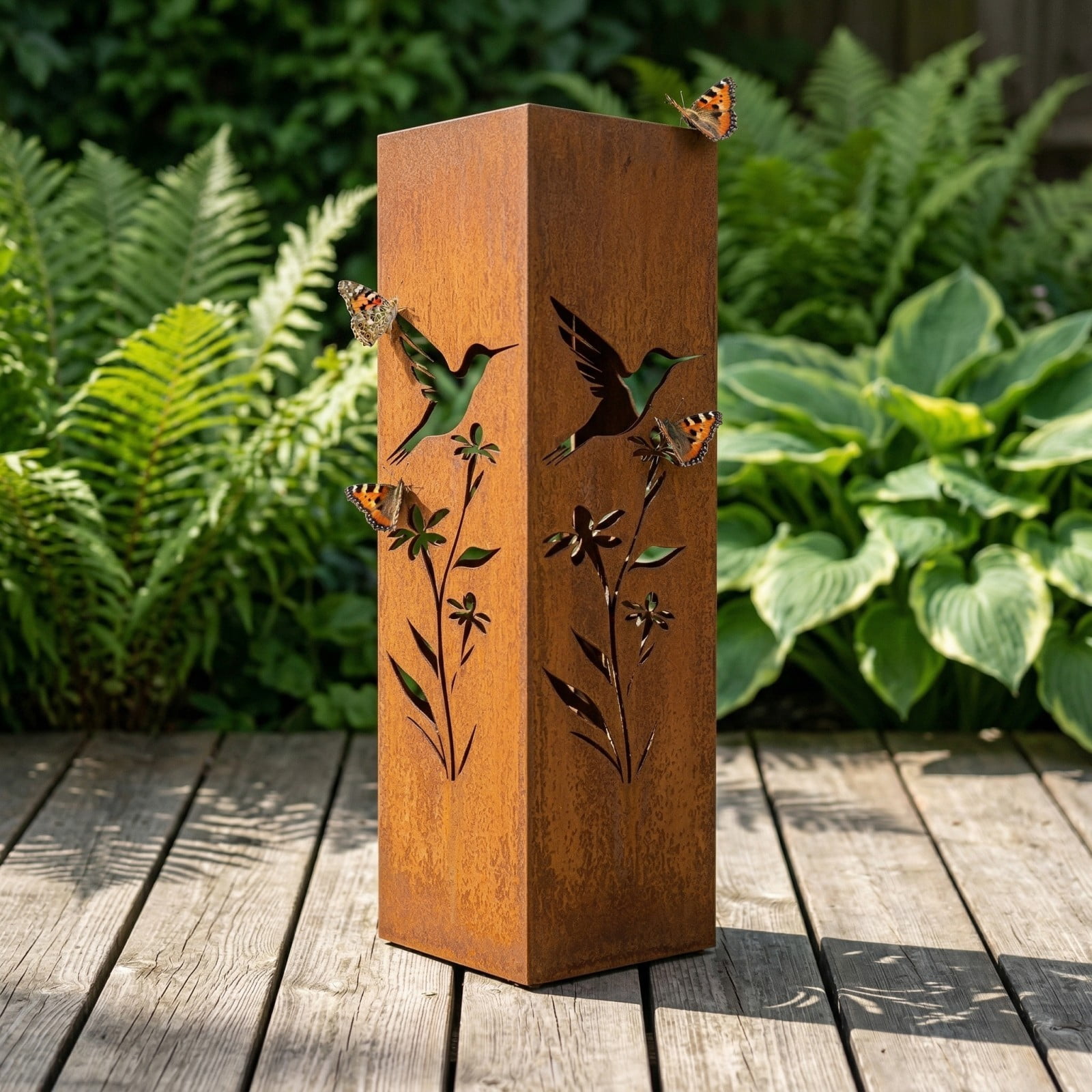 Outdoor Pineapple Garden Column, Rustic Metal Light Cover Sculpture, Modern Yard Statues, Patio Walkway Decor, Column for Garden Beds, Entryways, Pathways, Summer Outdoor Art Accent, Weatherproof, A