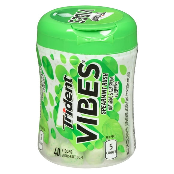 Trident Vibes, gomme sans sucre, Éclat de menthe verte, 1 gobelet (40 morceaux au total) 40 comptes