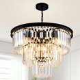 thumbnail image 1 of Candelabro HCCZ de 8 luces, cristal moderno, 50 cm, negro, para interiores, 1 of 9