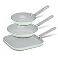 thumbnail image 4 of Tramontina EveryDay 3 Pk Ceramic Fry Pan/Griddle Set Green, 4 of 9