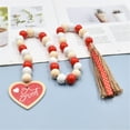 thumbnail image 5 of Valentine's Day Wooden Bead Tassel - Ki-d-Safe Shatterproof Rope Hanging Ornament, Rustic Home Holiday Decor, 5 of 9