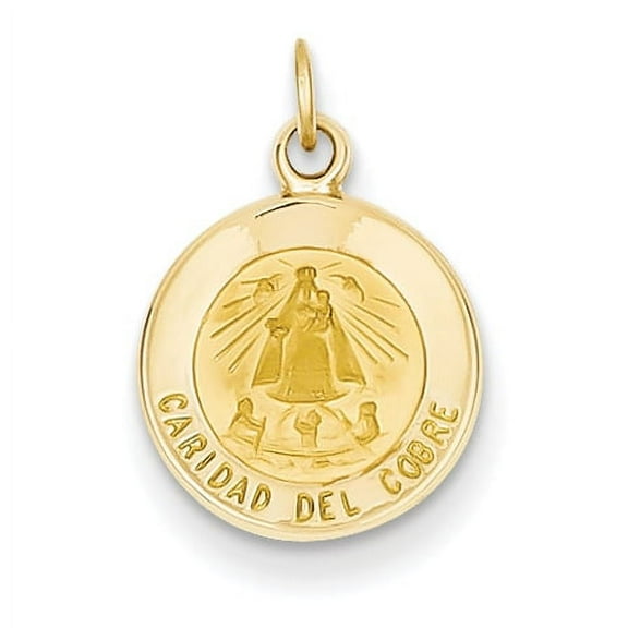 Finest Gold 14K Yellow Gold Caridad Del Cobre Medal Charm