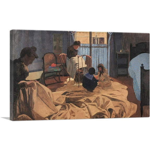 ARTCANVAS The Laundress Blue Room 1900 Canvas Art Print by Felix Vallotton - Size: 26" x 18" (0.75" Deep)