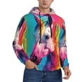 thumbnail image 2 of Lsque Watercolor White Horse Pattern Casual Men's Hoodie,Hooded Sweatshirt with Kangaroo Pocket,Pullover Hoodie-XX-Large, 2 of 7