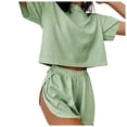 thumbnail image 1 of 2025 Ensembles de Pyjama pour Femmes Pyjamas Rayés pour Femmes Pyjamas Amples à Manches Longues pour Femmes Ensemble à Manches Courtes et Shorts Pyjamas Imprimés Femmes Tenue Extérieure à la Mode Maison Ensemble de Pyjama Vin pour Femmes pour Porter pour, 1 of 4