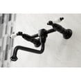 thumbnail image 3 of Kingston Brass KS1210PL Heritage Double-Handle Wall Mount Bathroom Faucet, Matte Black, 3 of 8