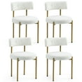 thumbnail image 2 of Homhum Mid-Century Modern Dining Chairs Set of 4, Upholstered Boucle Chairs, Indoor, White/Gold, 2 of 7