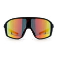 thumbnail image 3 of Mens Oversized Shield Color Mirror Sport Wrap Plastic MTB Rectangle Sunglasses Black - Orange Mirror, 3 of 7
