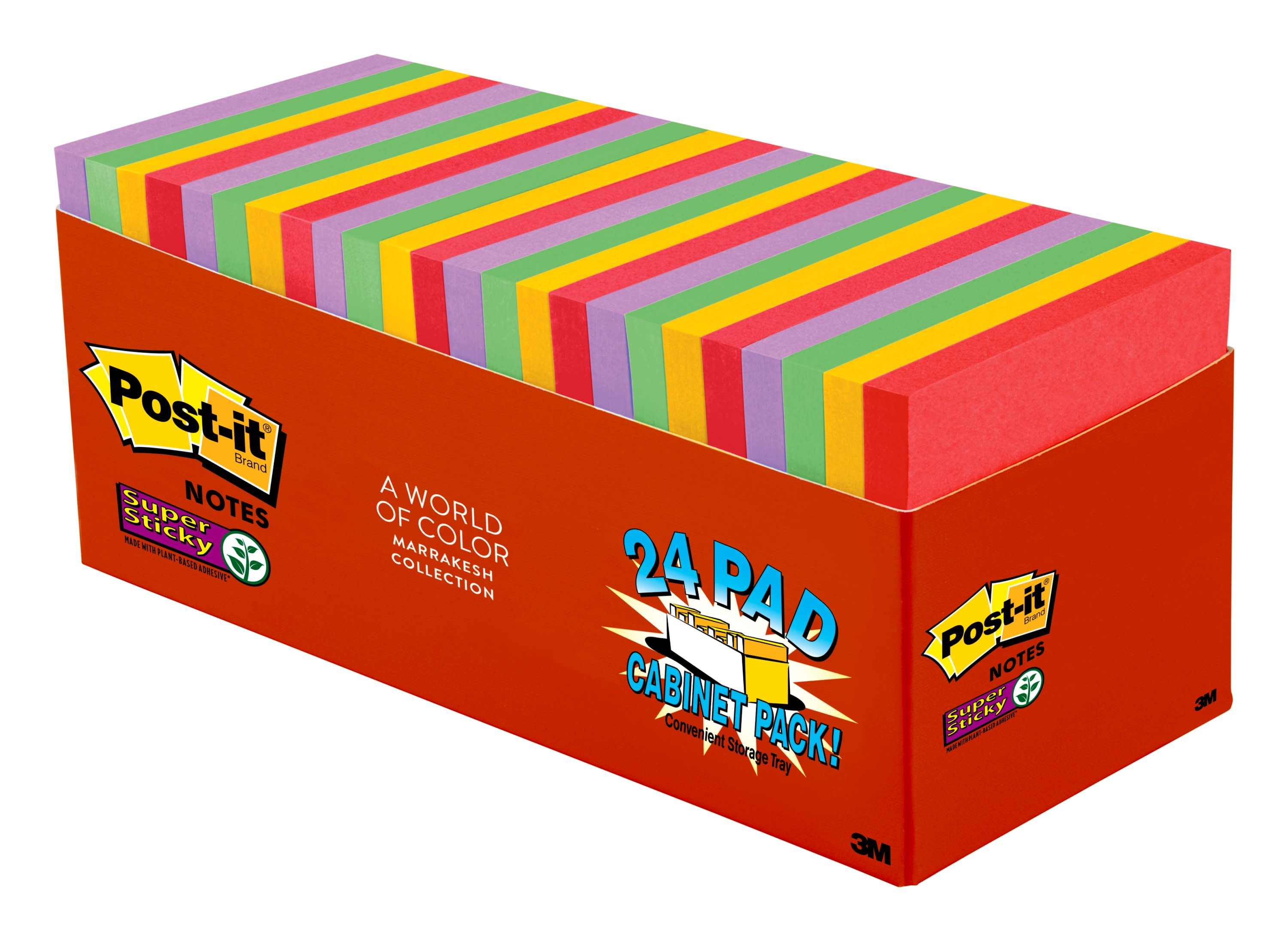 Post-it Super Sticky Notes, 3" x 3", Marrakesh Collection, 24 Pads