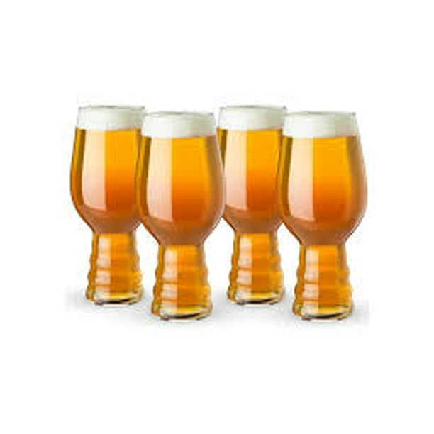 Juego 4 Vasos Cerveceros Elaborados de Cristal Riedel Beer, Acabado Transparente, Diseño Decorativo Forma Irregular con Base Delgada con Caja de Regalo