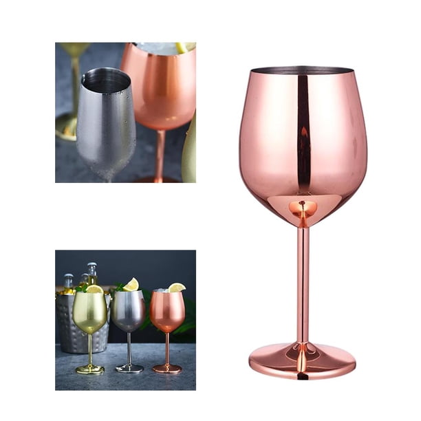 Copas de vino, copas de vino tinto, taza de cristal para decoración del banquete de boda, copa de vino de acero inoxidable, plata/oro rosa/regalo de N 500ml de oro rosa Macarena Copas de vino de champán