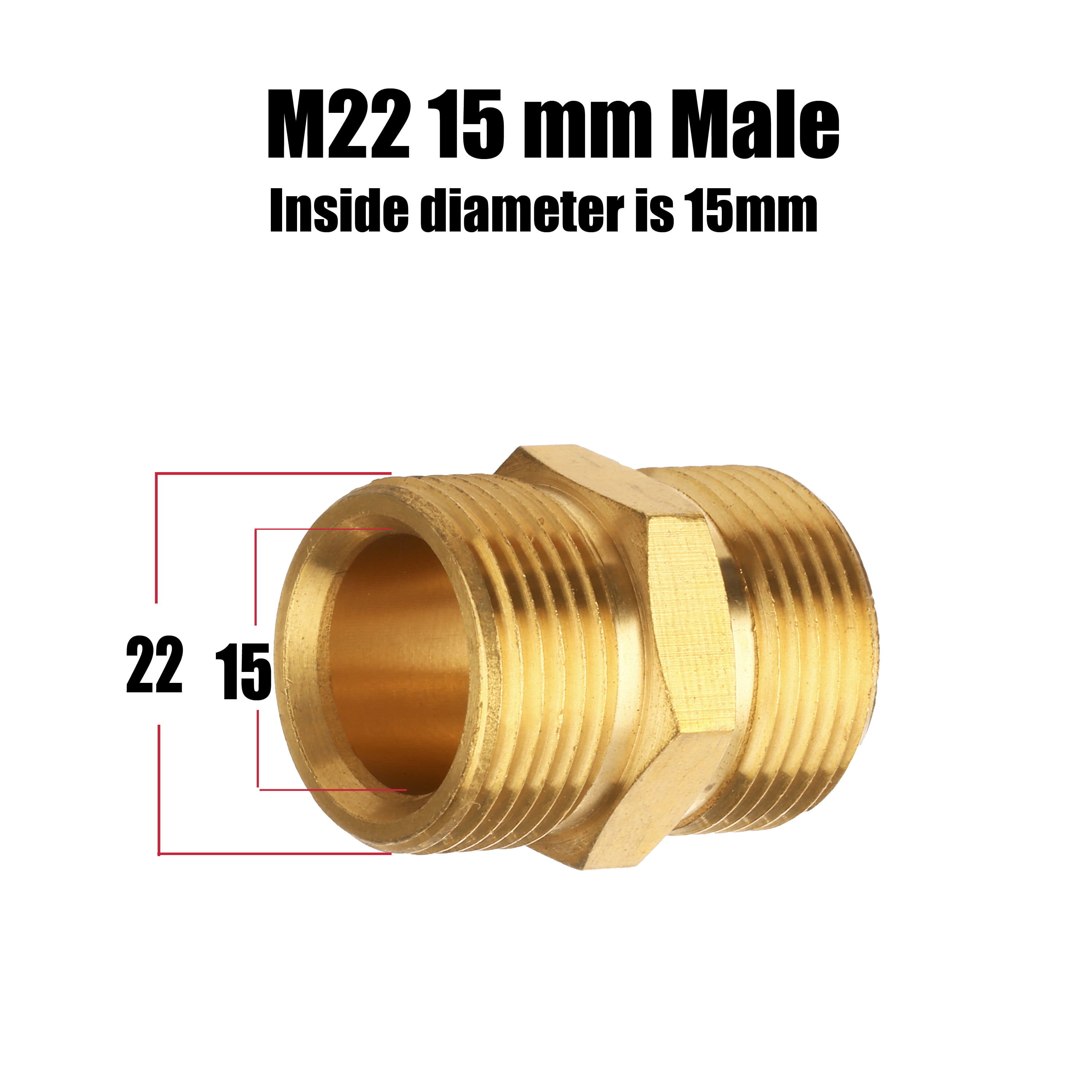 métrique M22 15 mm vers M22 14 mm mâle Fitting M22 15mm Male to M22 14mm Male Mingle Nettoyeur Haute Pression Coupler 