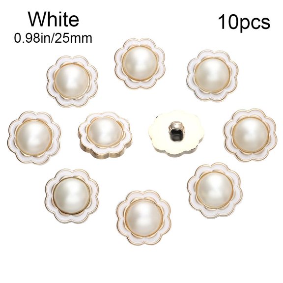 10Pcs Plastic Ornaments Sewing Button Pearl Clothing Buttons Needlework Sewing Accessories Shirt Buttons WHITE 25MM