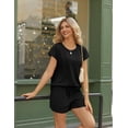 thumbnail image 3 of Ekouaer Two Piece Sets for Women Summer Crew Neck Lounge Short Sets Cap Sleeve Drawstring Vacation Outfits with Pocket, 3 of 6