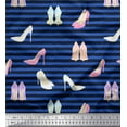 thumbnail image 1 of Soimoi Poly Georgette Fabric Stripe & High Heels Fashion Print Fabric by The Yard 52 Inch Wide, 1 of 1