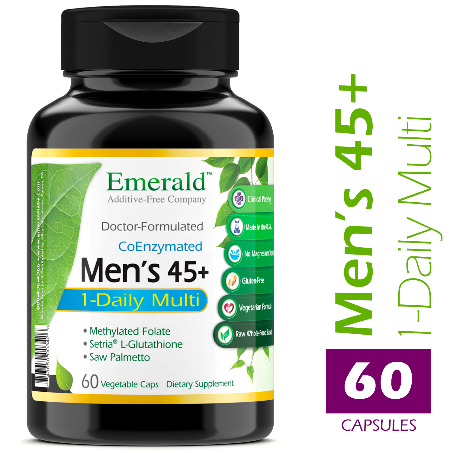 Emerald Labs Mens 45+ Multi VitAMin 60 Vegetarian Capsules