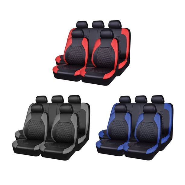 Universal Full Set 5-Piece Car Seat Covers – Black PU Leather, Anti-Slip, Easy Install