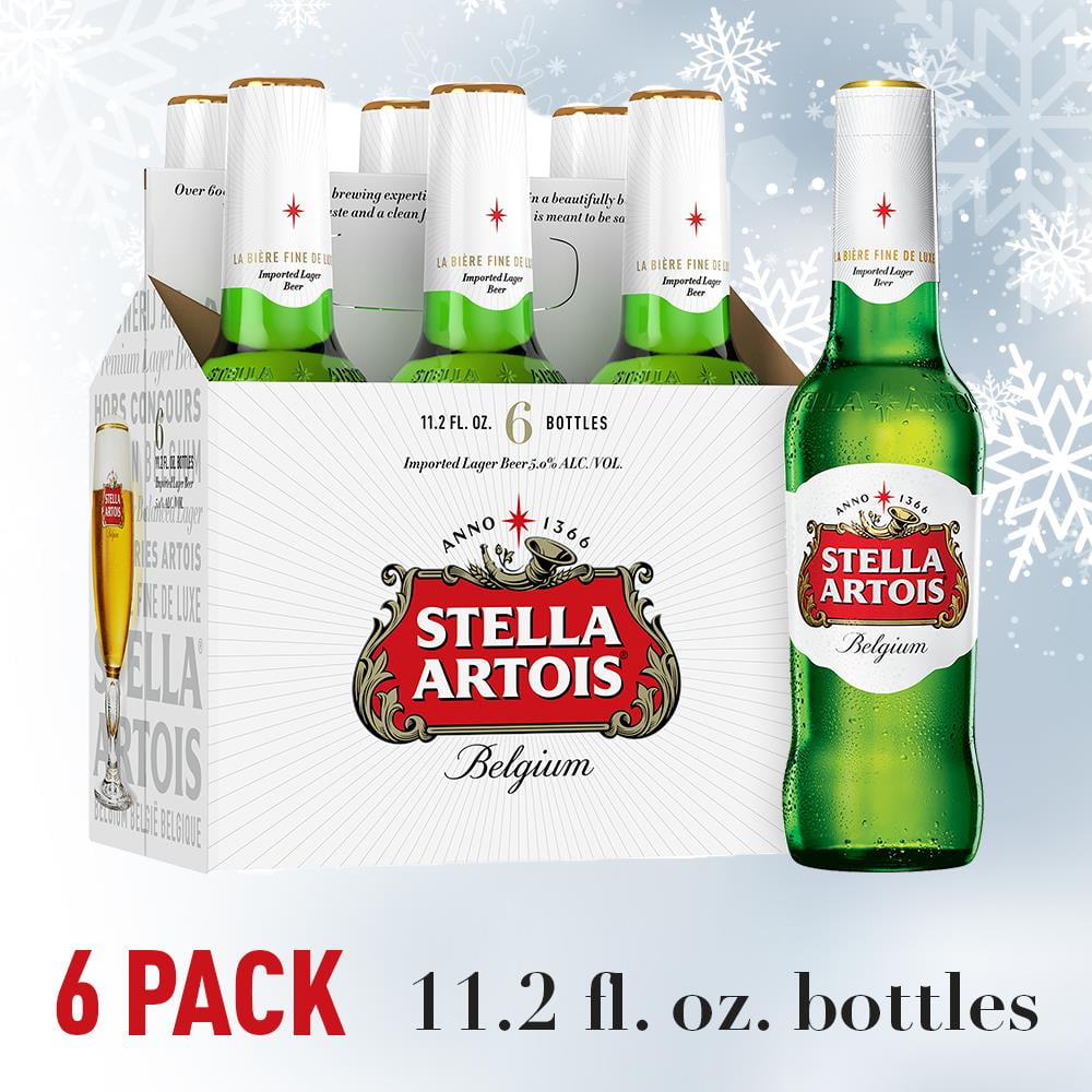 Stella Artois Lager, 6 Pack Beer, 11.2 FL OZ Bottles, 5% ABV - Walmart ...