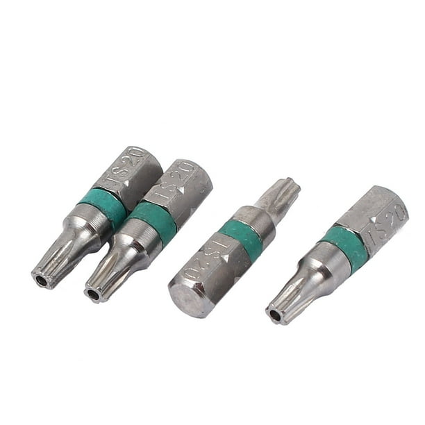 Juego de 4 puntas de destornillador de seguridad magnético Torx TS20 de 25 mm x 6.3 mm