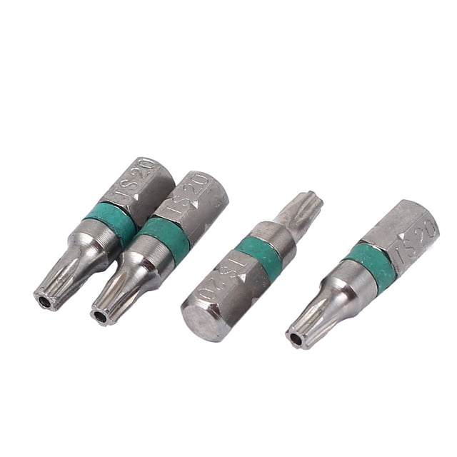 Juego de 4 puntas de destornillador de seguridad magnético Torx TS20 de 25 mm x 6.3 mm