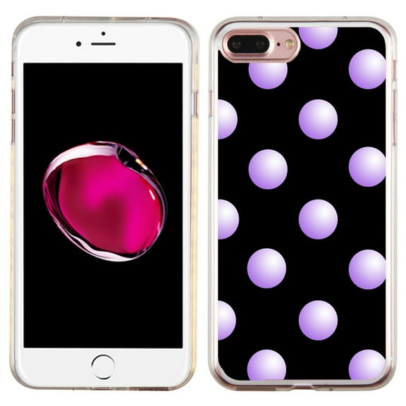 Slim-Fit Case for Apple iPhone 8 PLUS / 7 PLUS, OneToughShield ® Premium TPU Gel Protector Phone Case - Polka Dot / Purple