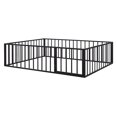 thumbnail image 5 of Queen Size Metal Floor Bed with Door and Safety Fence, Montessori Floorbed for Kids, Metal Bed Frame with No Bed Slats, for Kids Toddles, Black, 5 of 9