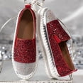 thumbnail image 5 of HomeDM Women's Flatform Shoes Rhinestone Slip On Sneakers Casual Comfort Dress Shoes for Casual Walking, Red Size 7, 5 of 7