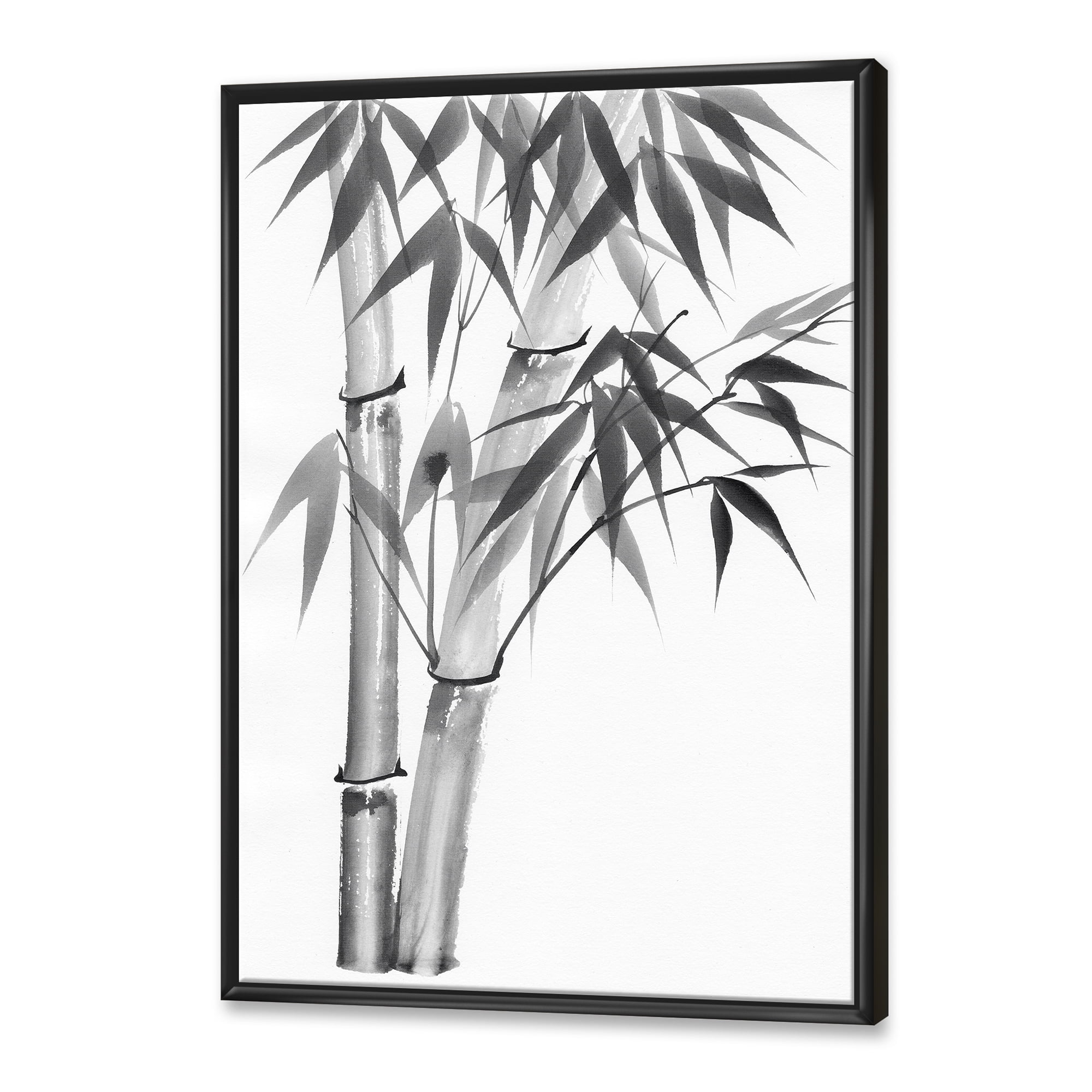 Designart 'Vintage Black and White Bamboo' Traditional Framed Canvas Wall Art Print
