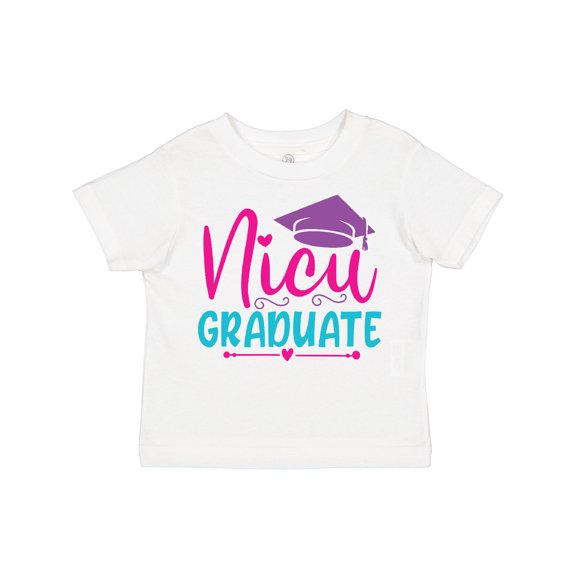 Inktastic Nicu Graduate with Cap and Hearts in Purple Pink and Blue Girls Toddler T-Shirt