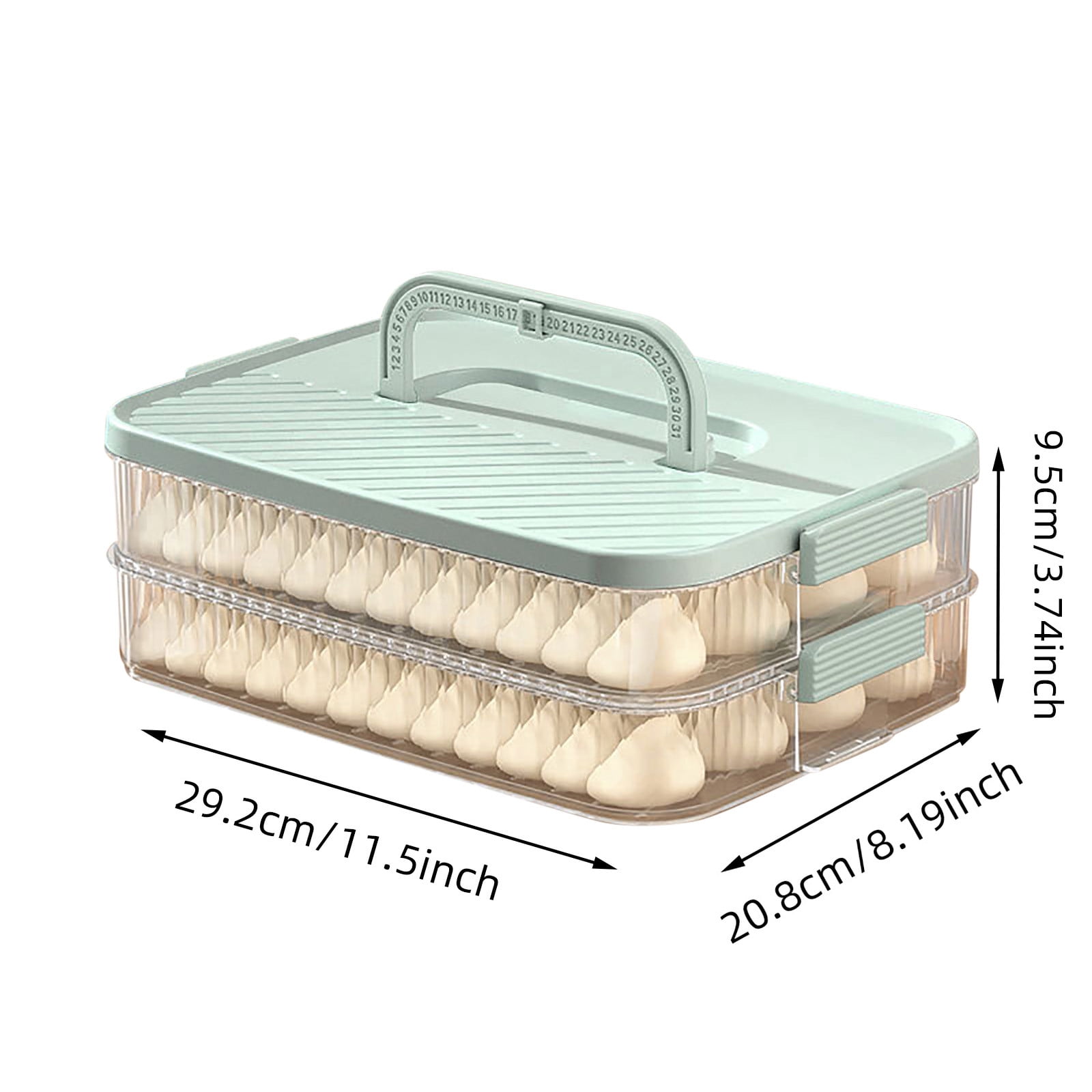 ood Storage Containers with Lids, Cookie Storage Containers Airtight, 2-Layer Stackable Food Containers Dumpling Storage Box