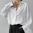 thumbnail image 2 of hotojiny Long Sleeve Shirts for Women Satin Silk Button down Collar Oversized Tops Lightweigh Business Work Casual Blouse, 2 of 5