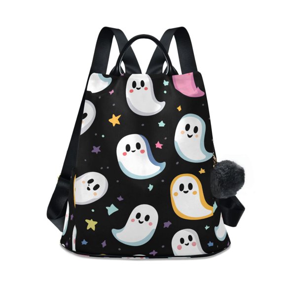 FORMRS Women's Travel Backpack Purse Anti-Theft Hidden Pockets Casual Shoulder Bag, White Halloween Ghost