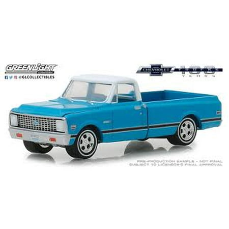 GREENLIGHT 1:64 ANNIVERSARY COLLECTION SERIES 7 - 1972 CHEVROLET C-10 - 100TH ANNIVERSARY OF CHEVY TRUCKS (BLUE)