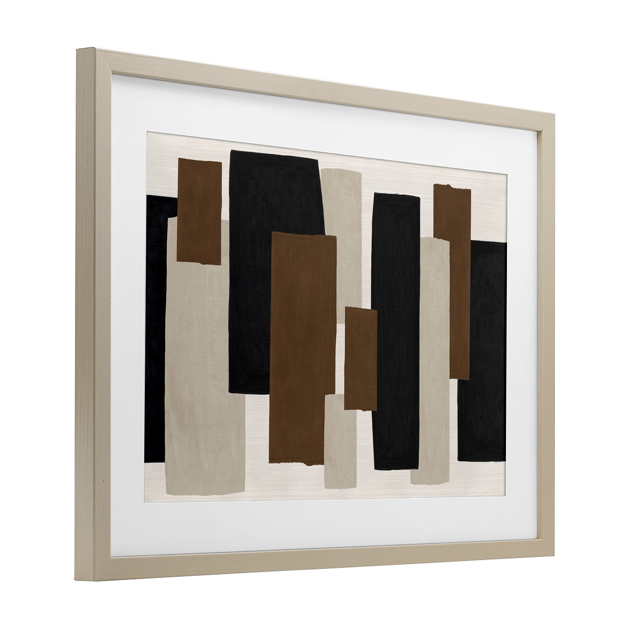 Stupell Industries Minimal Vertical Blocks in Earth Tones Birch Framed Print Under Glass, design by Janet Tava