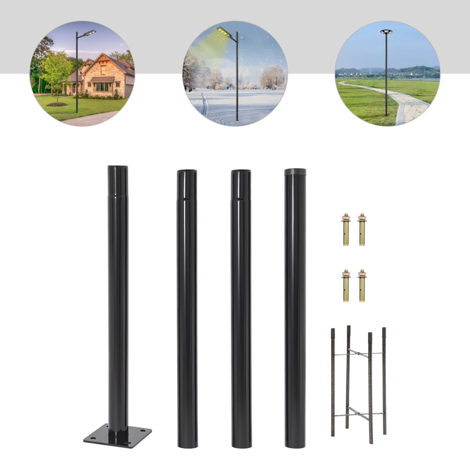 1 PCS Street Light Pole, Street Lamp Post, Outdoor Street Courtyard Parking Lot Lighting Post, Product Height: 4m/13ft(Actual Height: 3. 8m/12. 47ft)