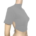 thumbnail image 2 of Womens Tops, Women's Backless Tie Back Short Sleeve T Shirt Sexy Club Crop Tops Crew Neck Slim Fit Y2K Going Out Basic Tees Gray M, 2 of 5
