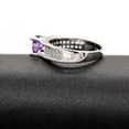 thumbnail image 5 of Uloveido Women Platinum Plated Round Cut Simulated Purple Amethyst Gemstone Promise Engagement Rings for Her Wedding Jewelry Valentine's Gifts for Girls Girlfriend (Purple, Size 7) Y006, 5 of 7