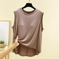 thumbnail image 2 of New Women’s Tank Tops with Built in Bras Loose Fits Breathable Sleeveless T-Shirt Comfy Casual Home Tops Khaki S, 2 of 8