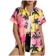 thumbnail image 2 of Blmnix Blouse for Women Blouse Hawaiian Oversized Beach Tshirts Short Sleeve Collared Womens Oversized Tee Shirts,S, 2 of 5