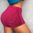thumbnail image 6 of Seamless Workout Shorts Women - Rose Red Glitter Biker Gym Running Yoga Spandex Shorts for Women, 6 of 7